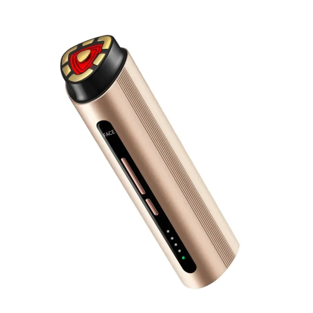 Portable red light therapy device with display panel and control buttons