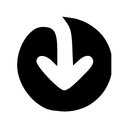 Black arrow symbol on a white background