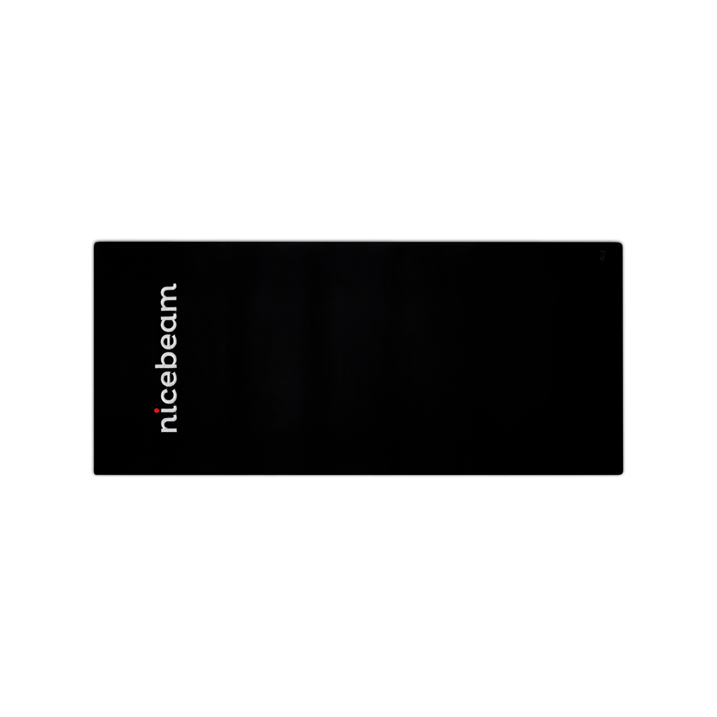 Black mat with 'nicebeam' logo on a white background
