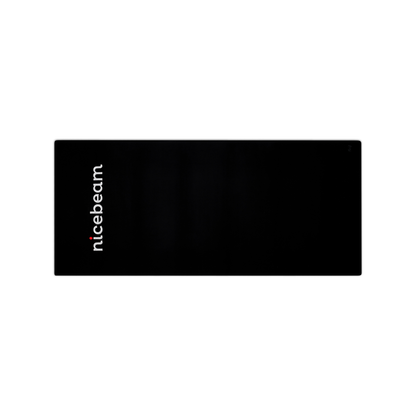 Black mat with 'nicebeam' logo on a white background