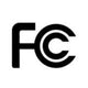 FCC certification logo indicating compliance with Federal Communications Commission standards, ensuring the device meets safety and electromagnetic interference regulations