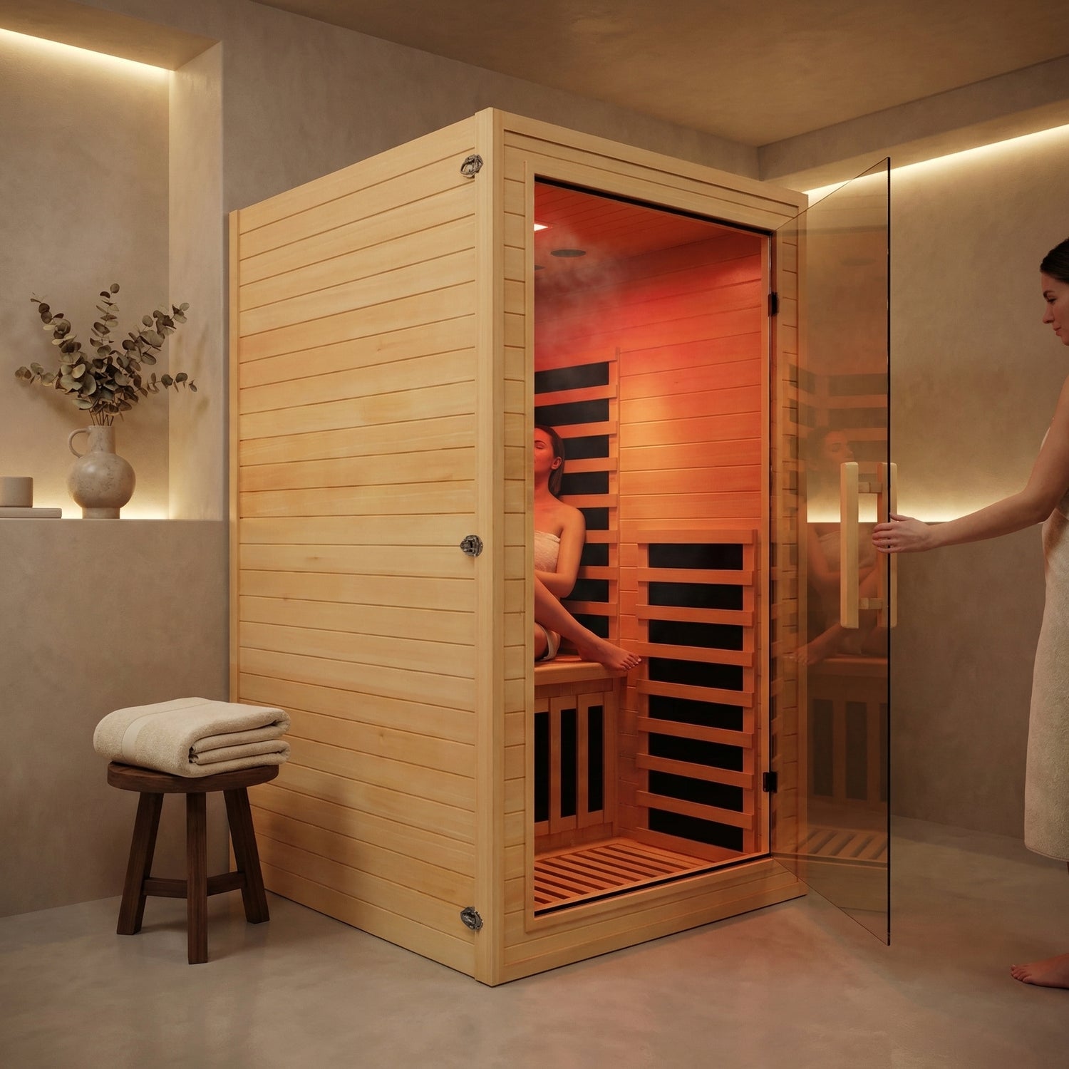 2. NiceBeam 1–2 Person Full-Body Infrared Sauna with Red Light Therapy