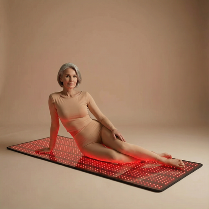 Video demonstrating the setup and use of the Full Body Red Light Therapy Mat (660nm & 850nm NIR) for accelerated muscle recovery and joint pain relief. (Covers use, keywords, and main benefits).