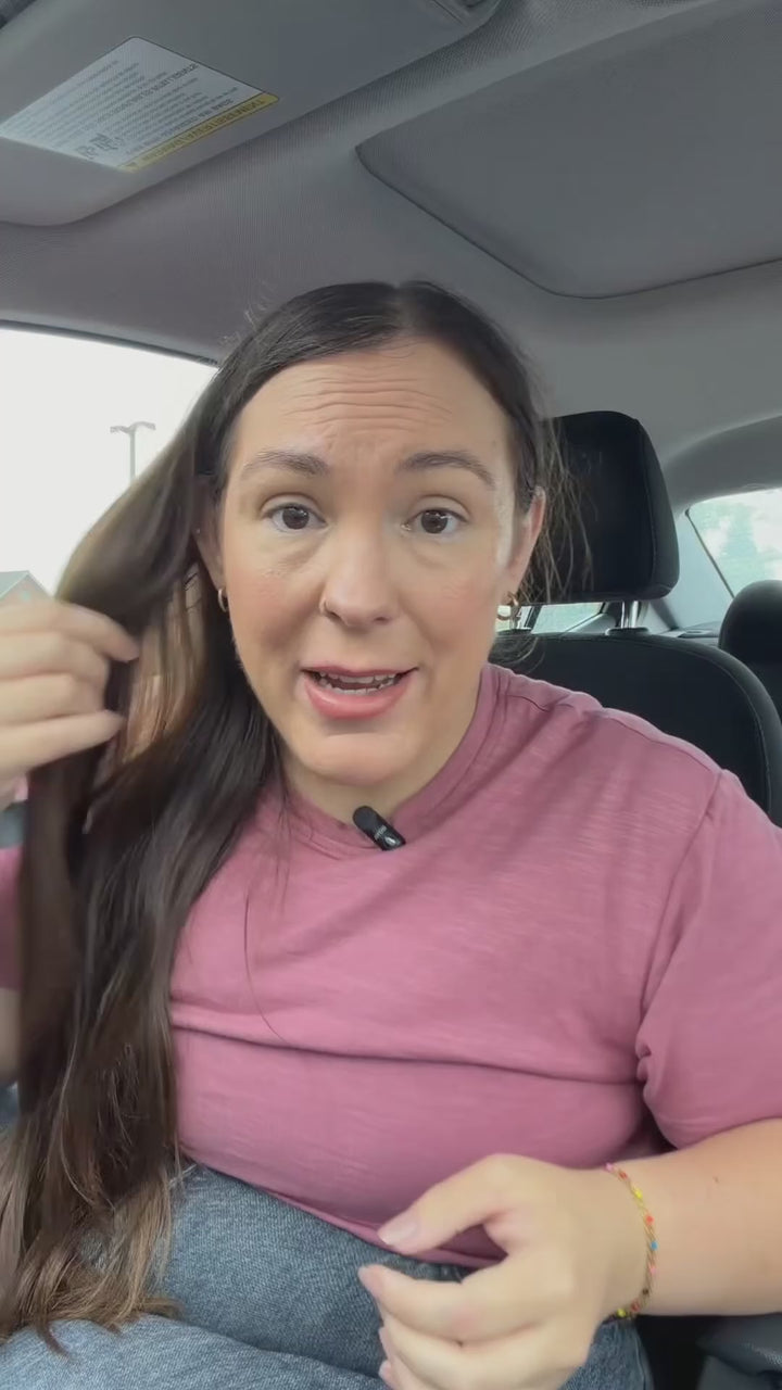 Woman reviews the nicebeam red light therapy cap for hair regrowth