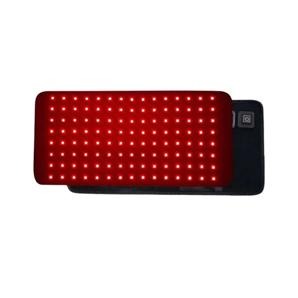 Red light therapy band for pain relief and muscle recovery, showing LED light technology.